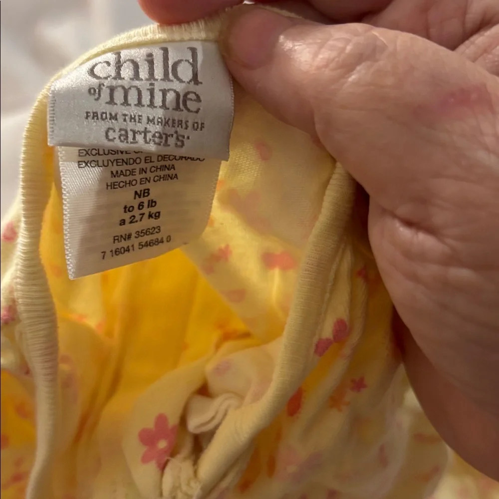Child of mine Yellow and Pink Floral Footie newborn